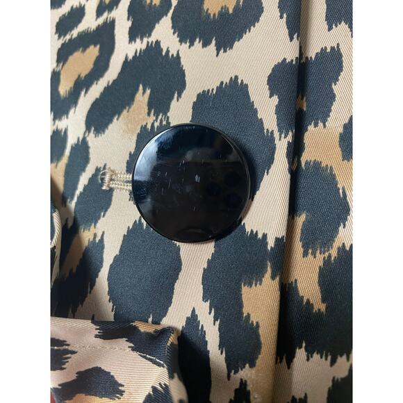 KATE SPADE TRENCH COAT JACKET BELTED LONG TAN BLACK WATERPROOF LEOPARD CHEETAH - Picture 10 of 10